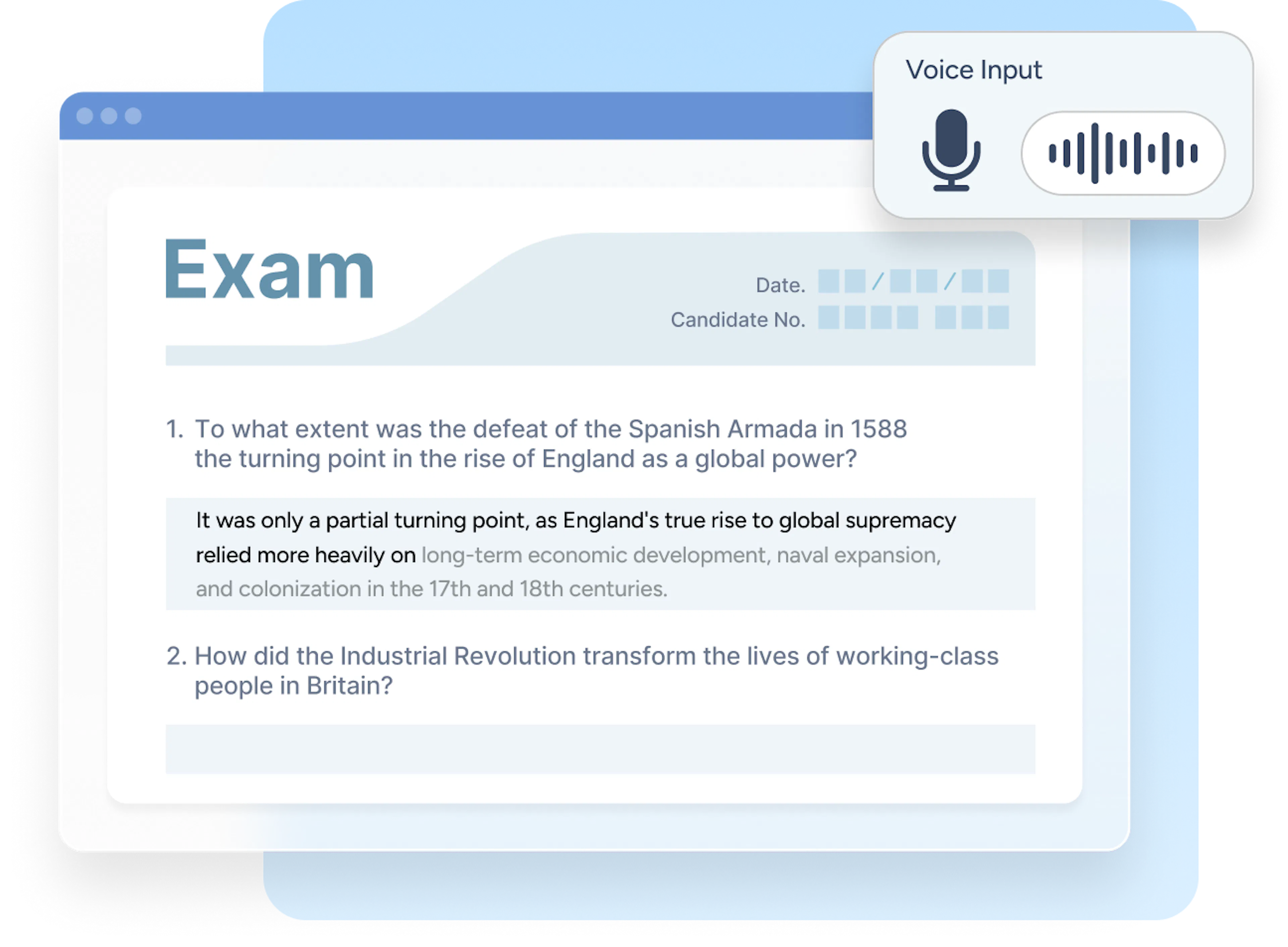 Exam voice input mock-up image