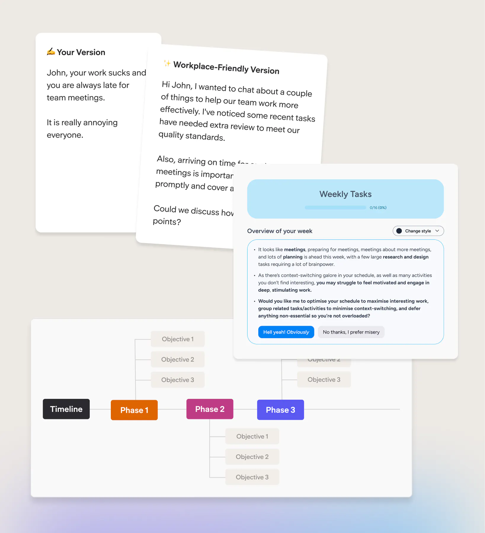Product UI of Focus time, Smart scheduling