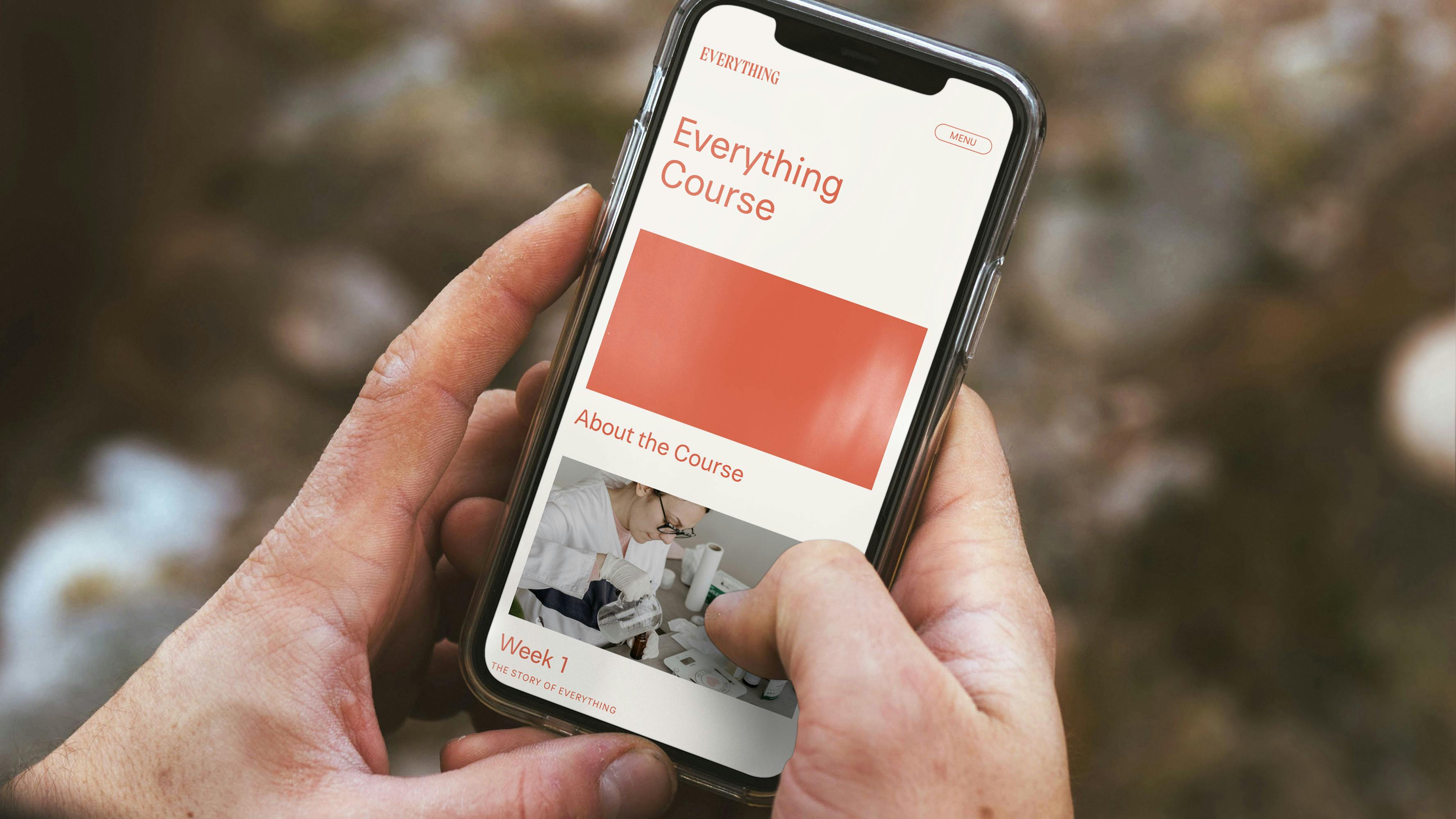 Mobile phone displaying Everything website.