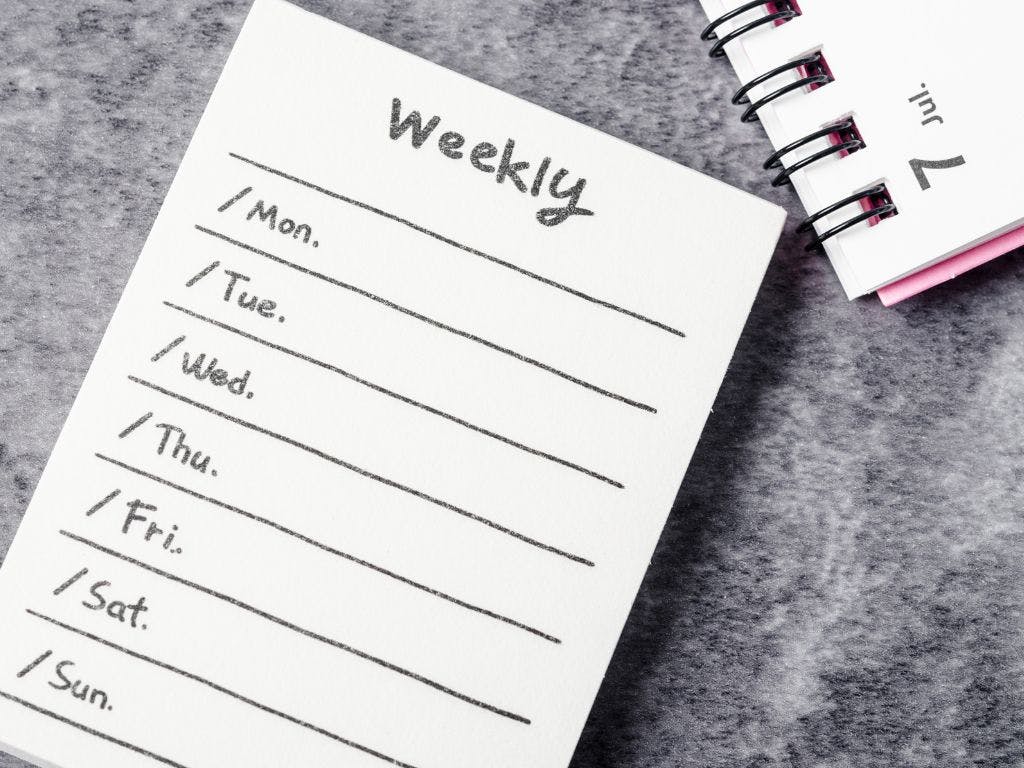 Tygodniowy czas pracy kierowcy i dwutygodniowy czas pracy kierowcy zawodowego, tygodniowy kalendarz