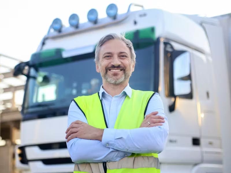 Drivers' Working Hours: A Comprehensive Guide to Regulations and Practices; a man standing in front of a truck
