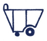 Stylized black-and-white icon of a dumpster.