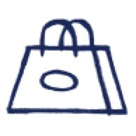 Stylized black-and-white shopping bag.