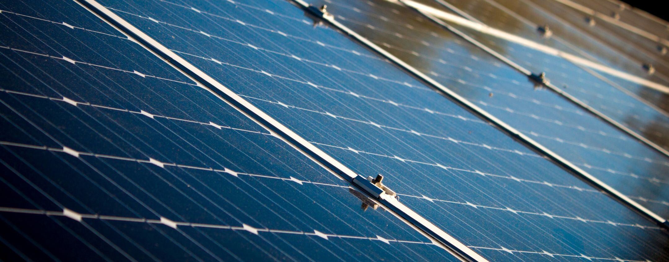 A close up image of solar panels.