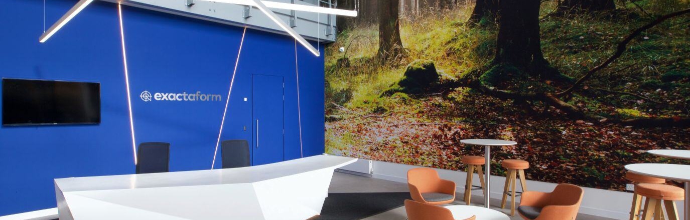 The reception area of the Exactaform offices in Coventry.