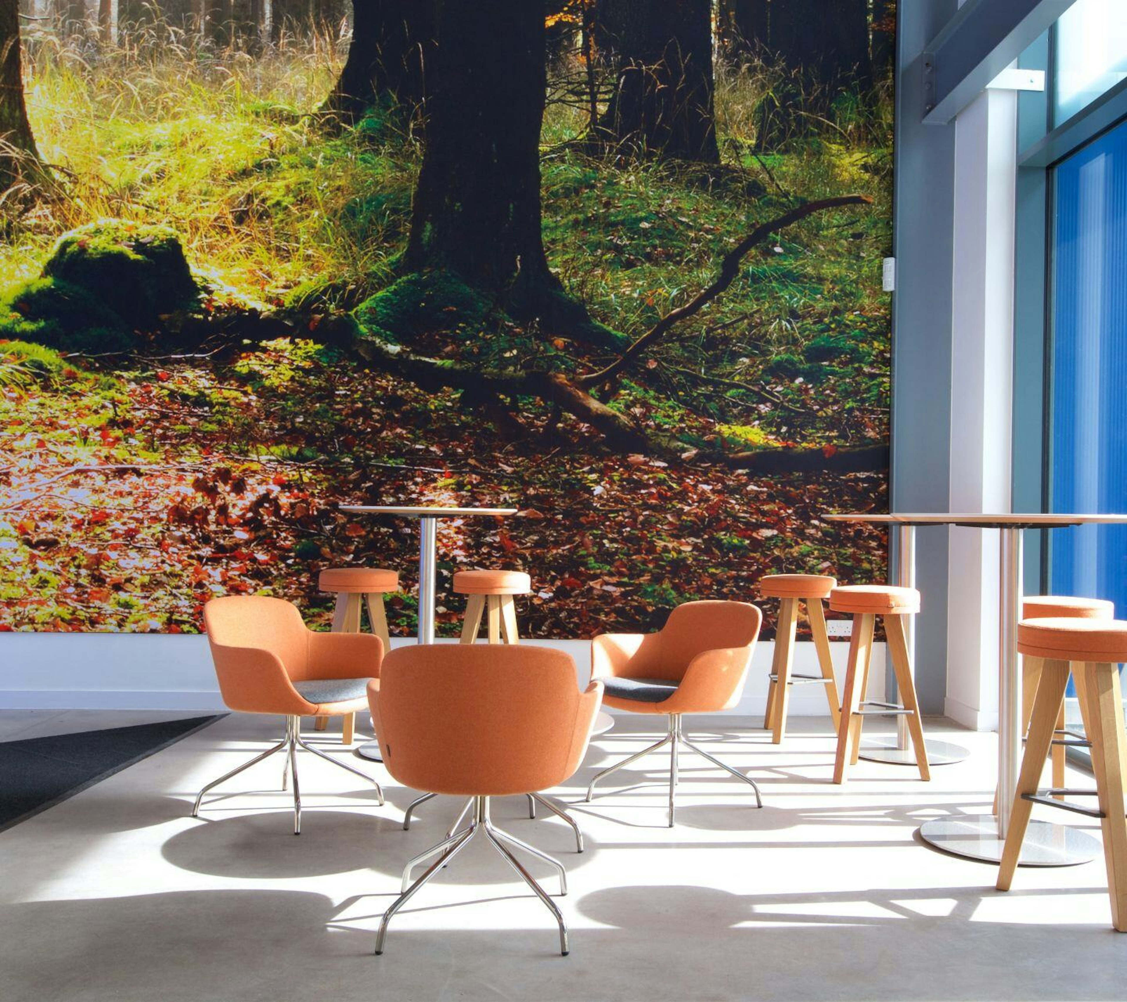 The seating area of the Exactaform offices in Coventry.