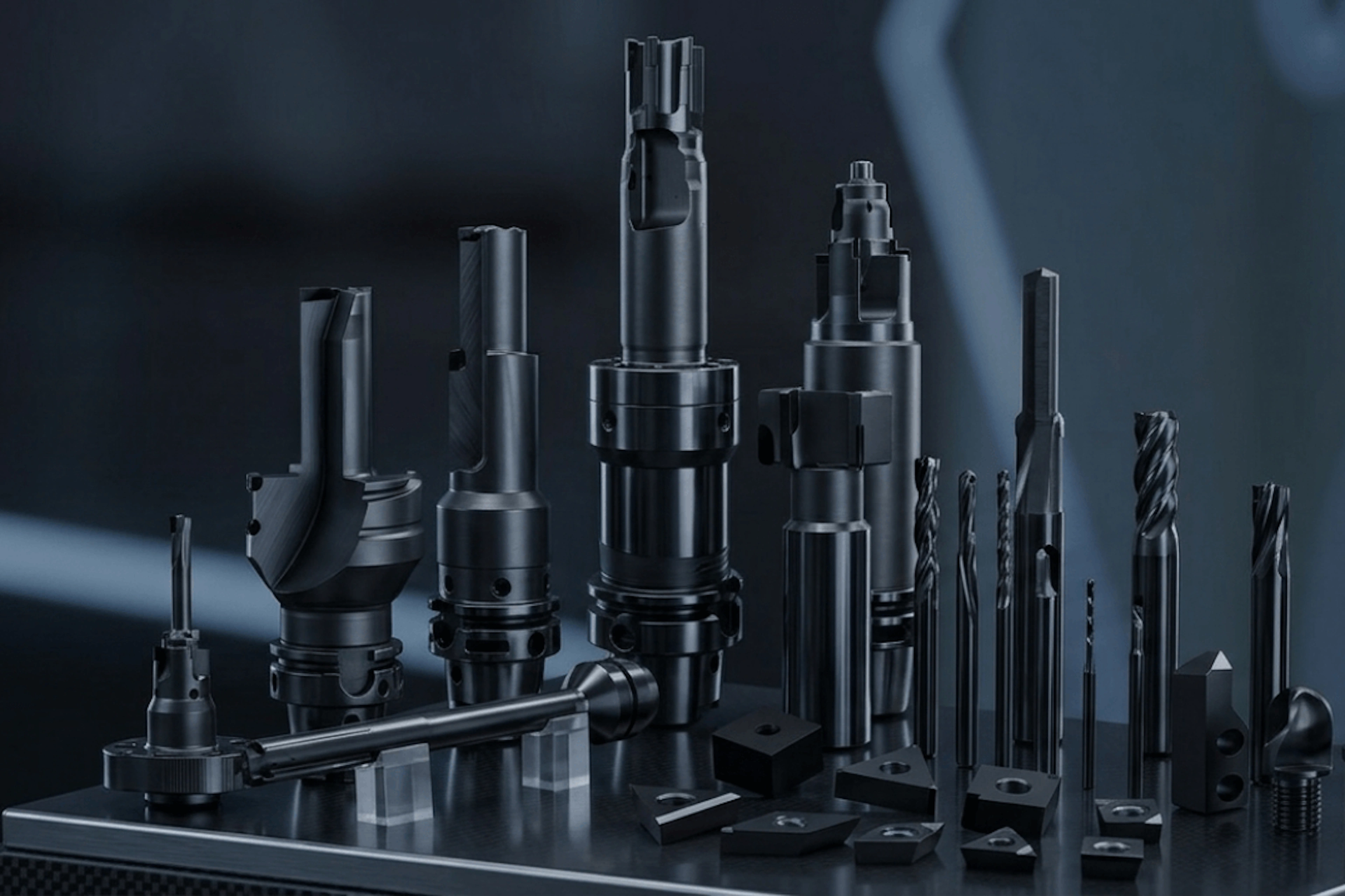 Range of precision cutting tools including PCD and diamond coated tools used in machining applications for performance comparison