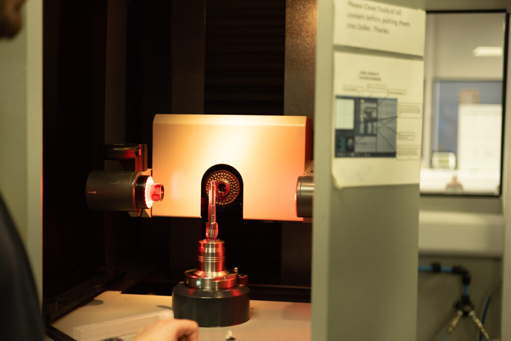 carbide tool being inspected