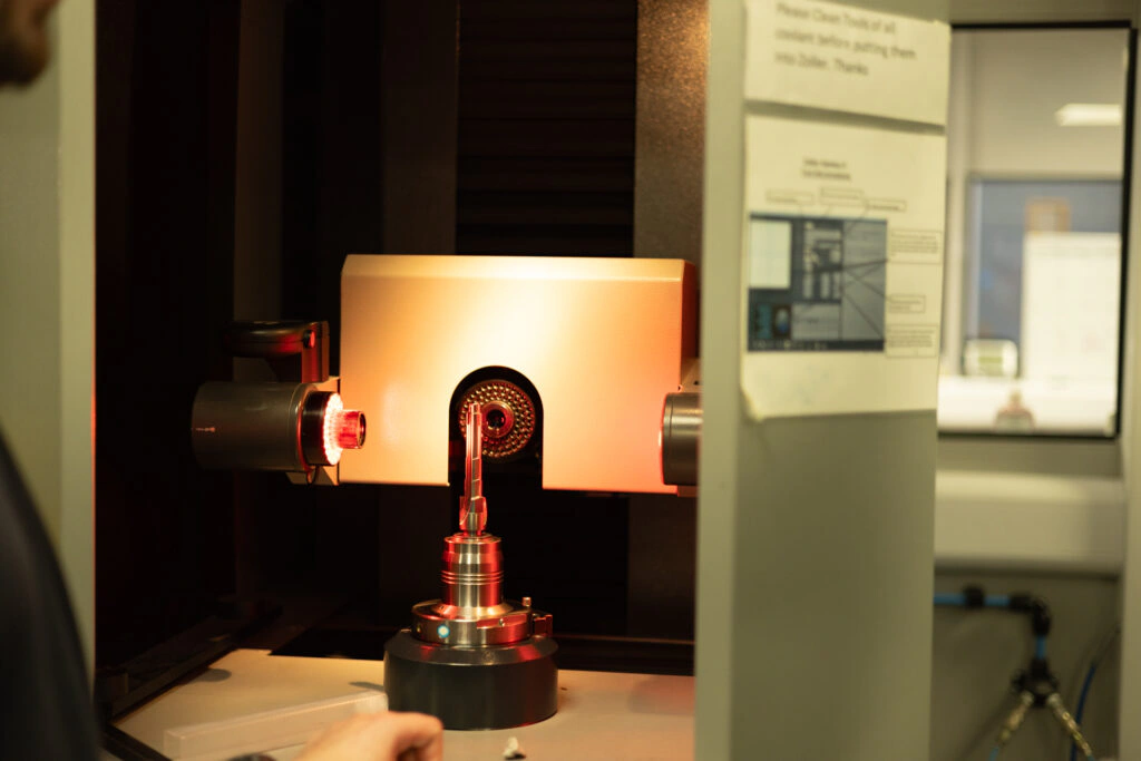 carbide tool being inspected