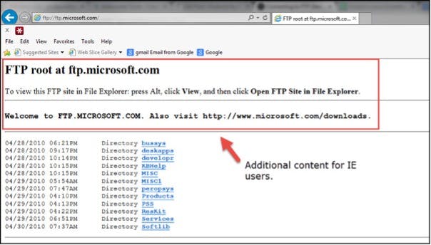 Anonymous FTP site access.