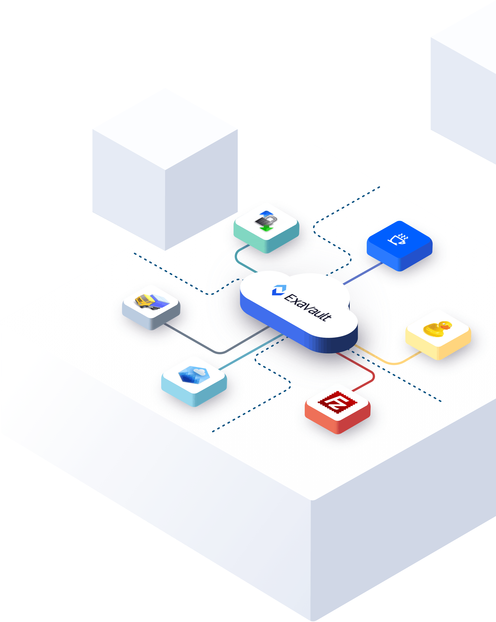 FTP client icons connecting to ExaVault.