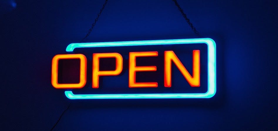 Neon open sign.