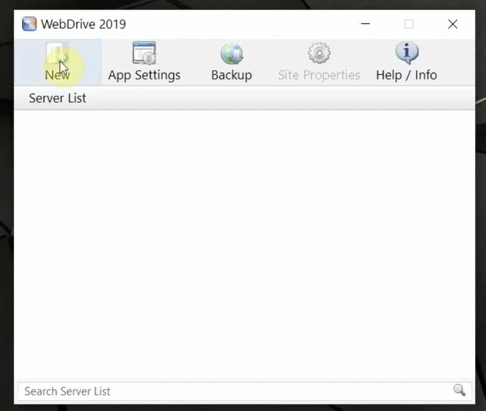 WebDrive setup window.