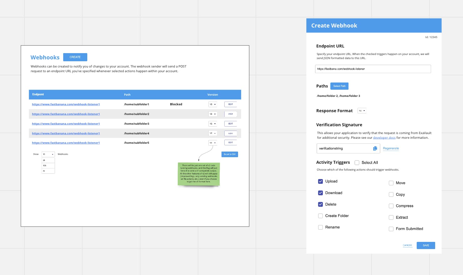 Wireframe stage of webhooks overhault project.