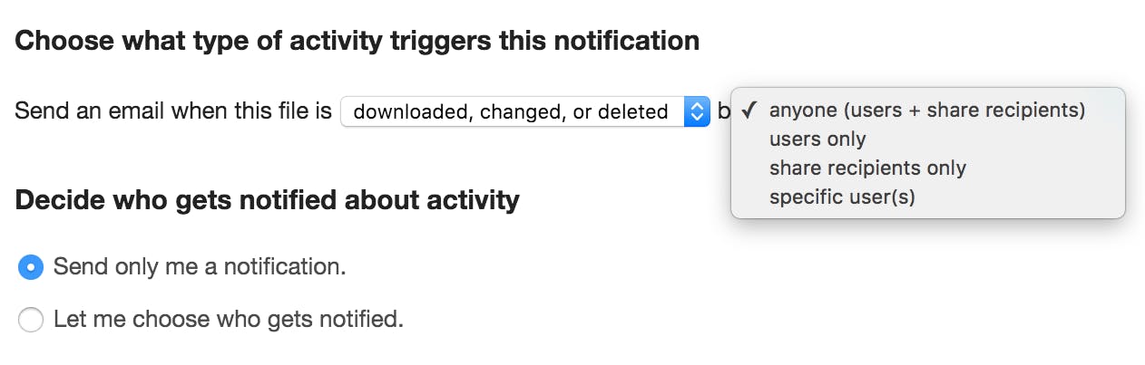 Set up notifications to be alerted when a user does an action.