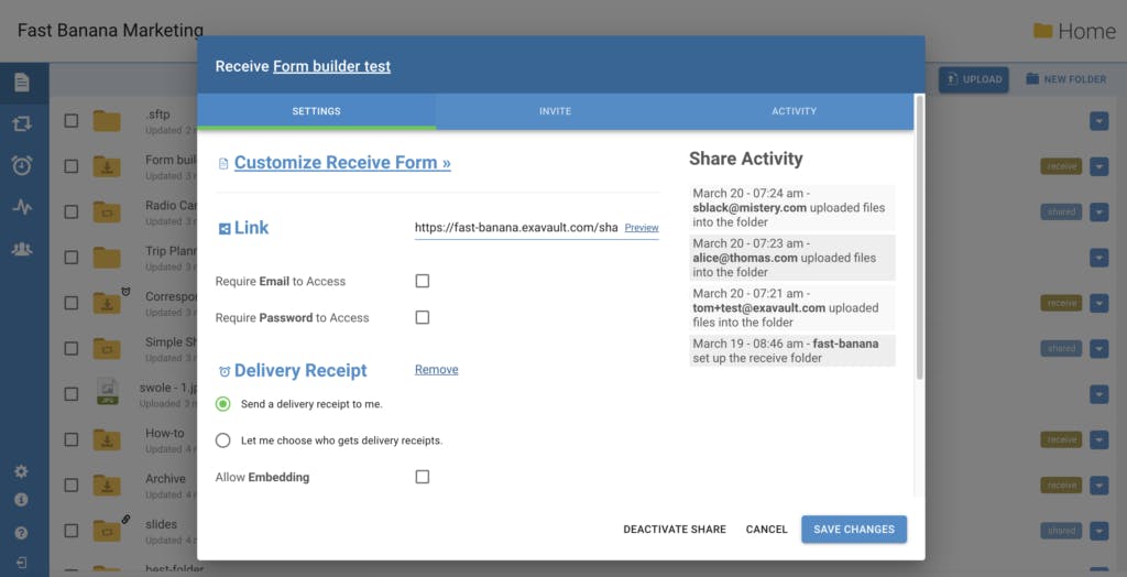 Embeddable form builder settings.