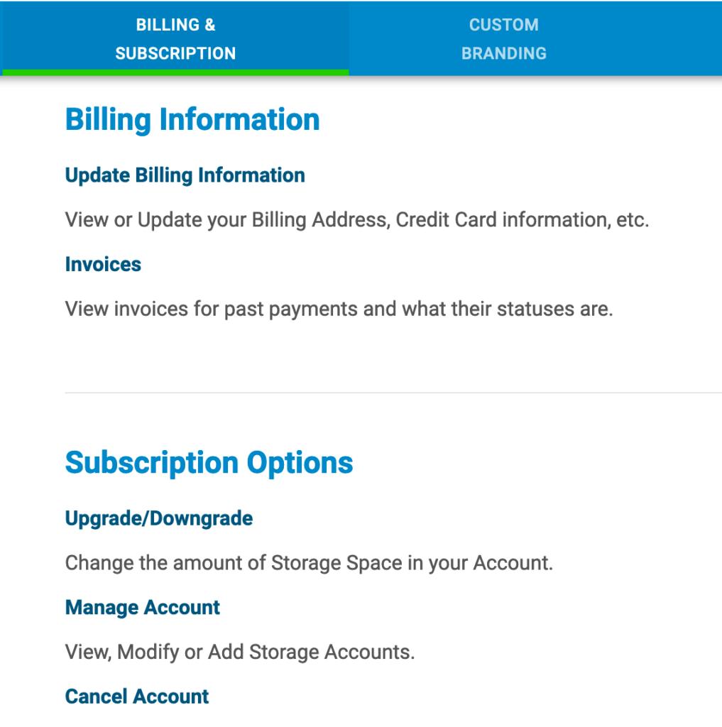 Manage billing and subscription for your account.