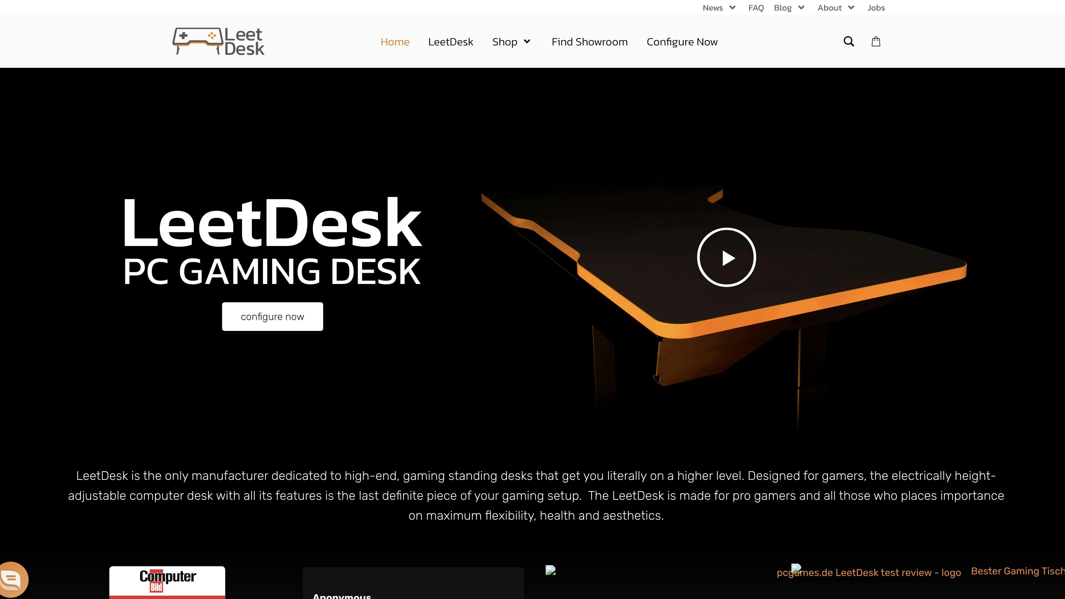 White Standing Gaming Desks, Customizable, LeetDesk