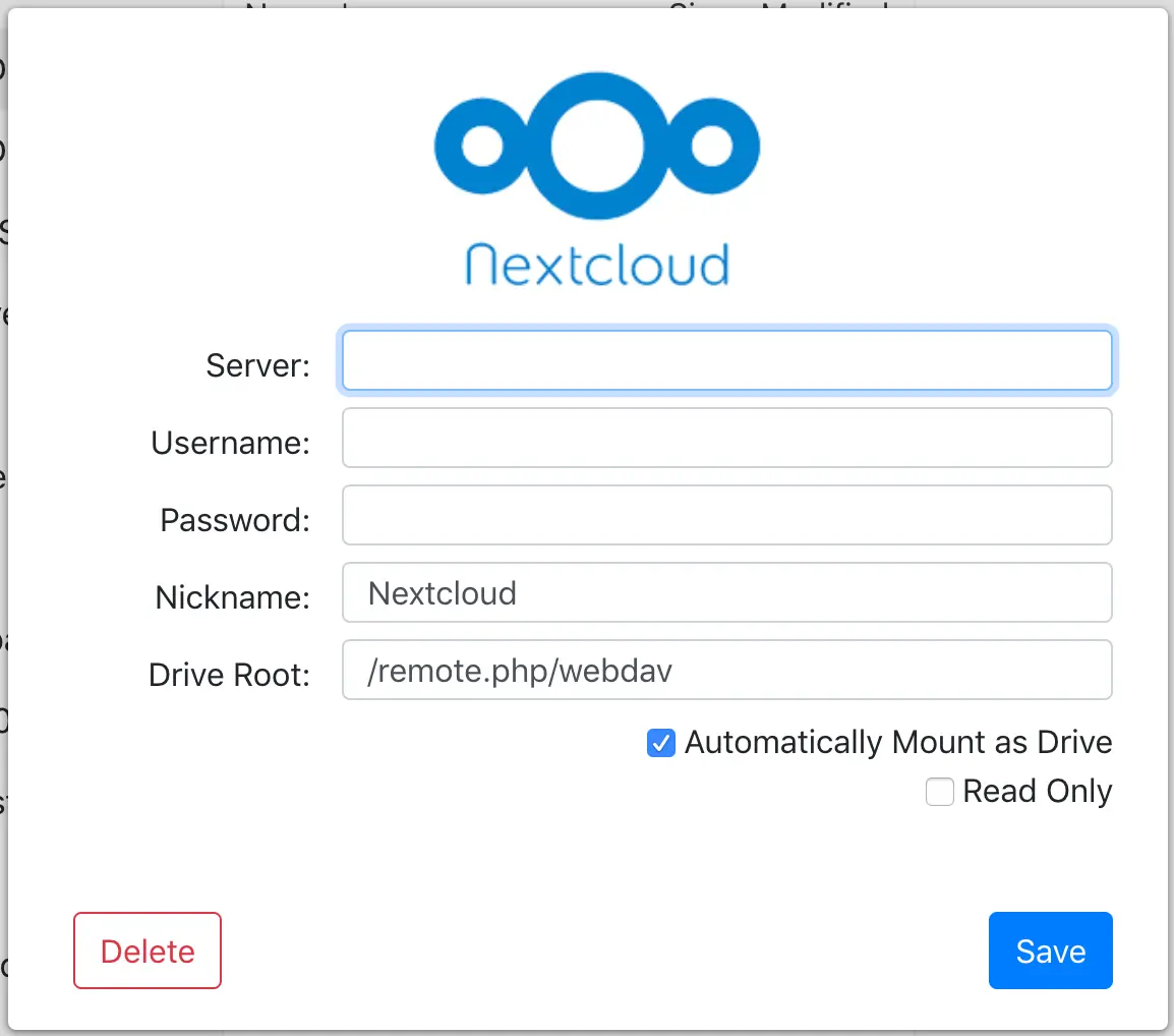 Map or mount Nextcloud as a drive on Mac, Window or Linux.