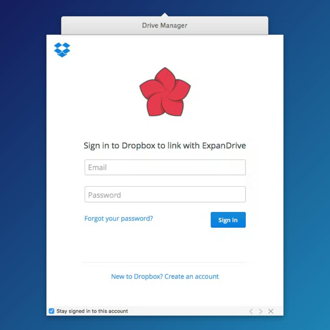 sign into dropbox with expandrive