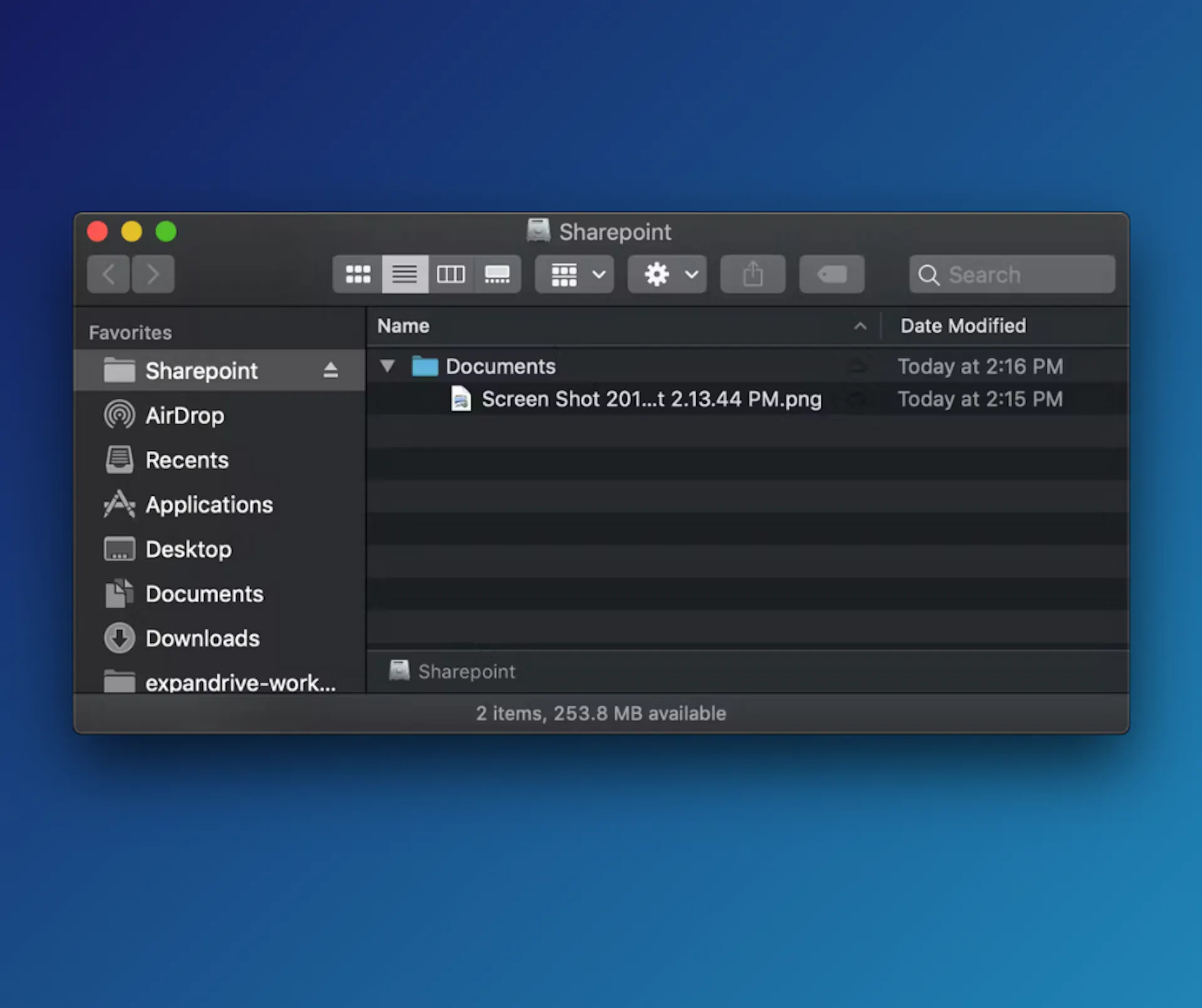 sharepoint access in MacOS Finder
