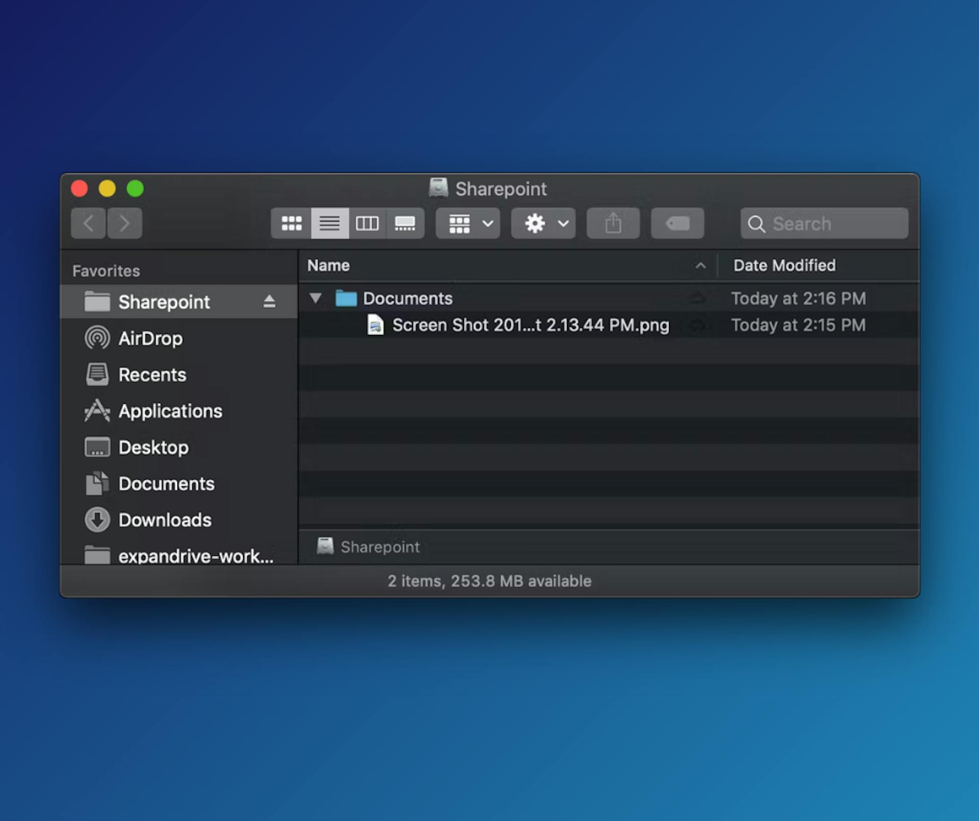 sharepoint access in MacOS Finder