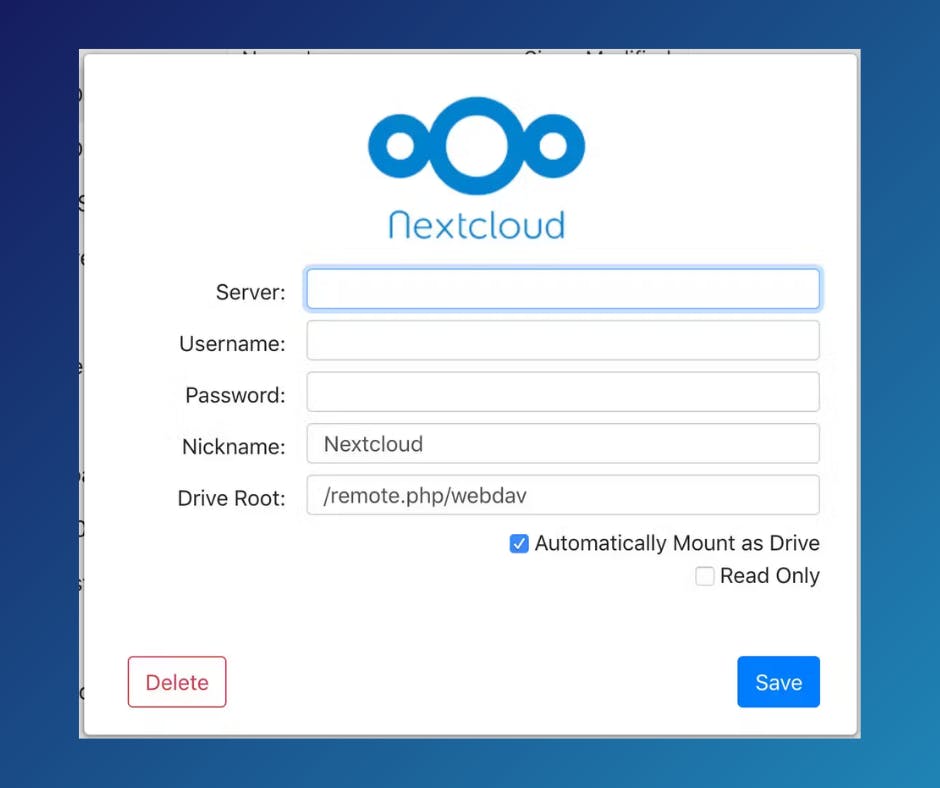 Map or mount Nextcloud as a drive on Mac, Window or Linux