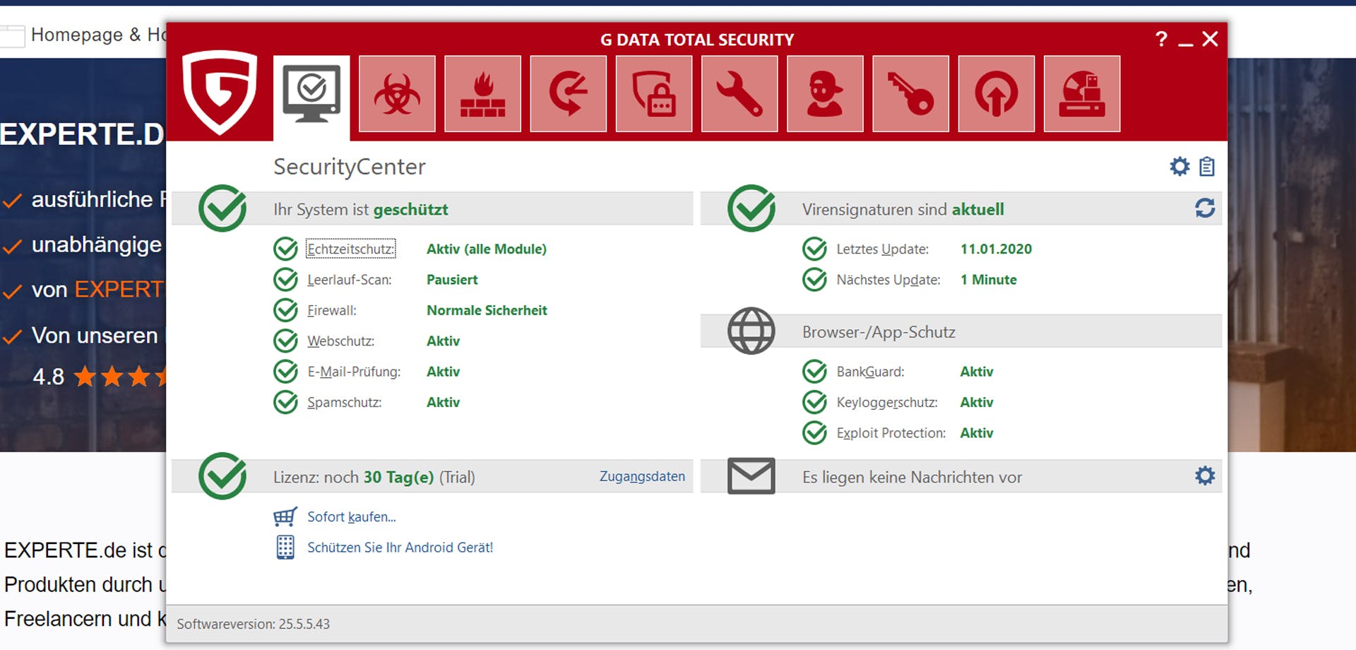 G Data Antivirus Software im Test 2021 EXPERTE.de