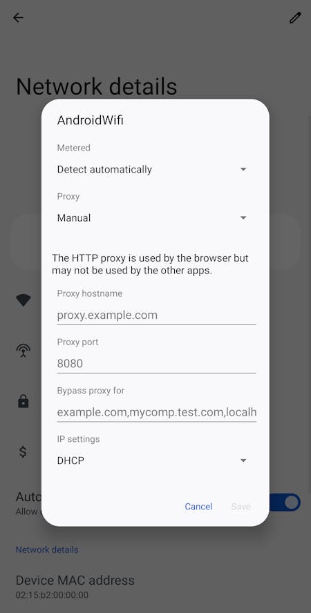 How to set an Android proxy server for Wi-Fi networks