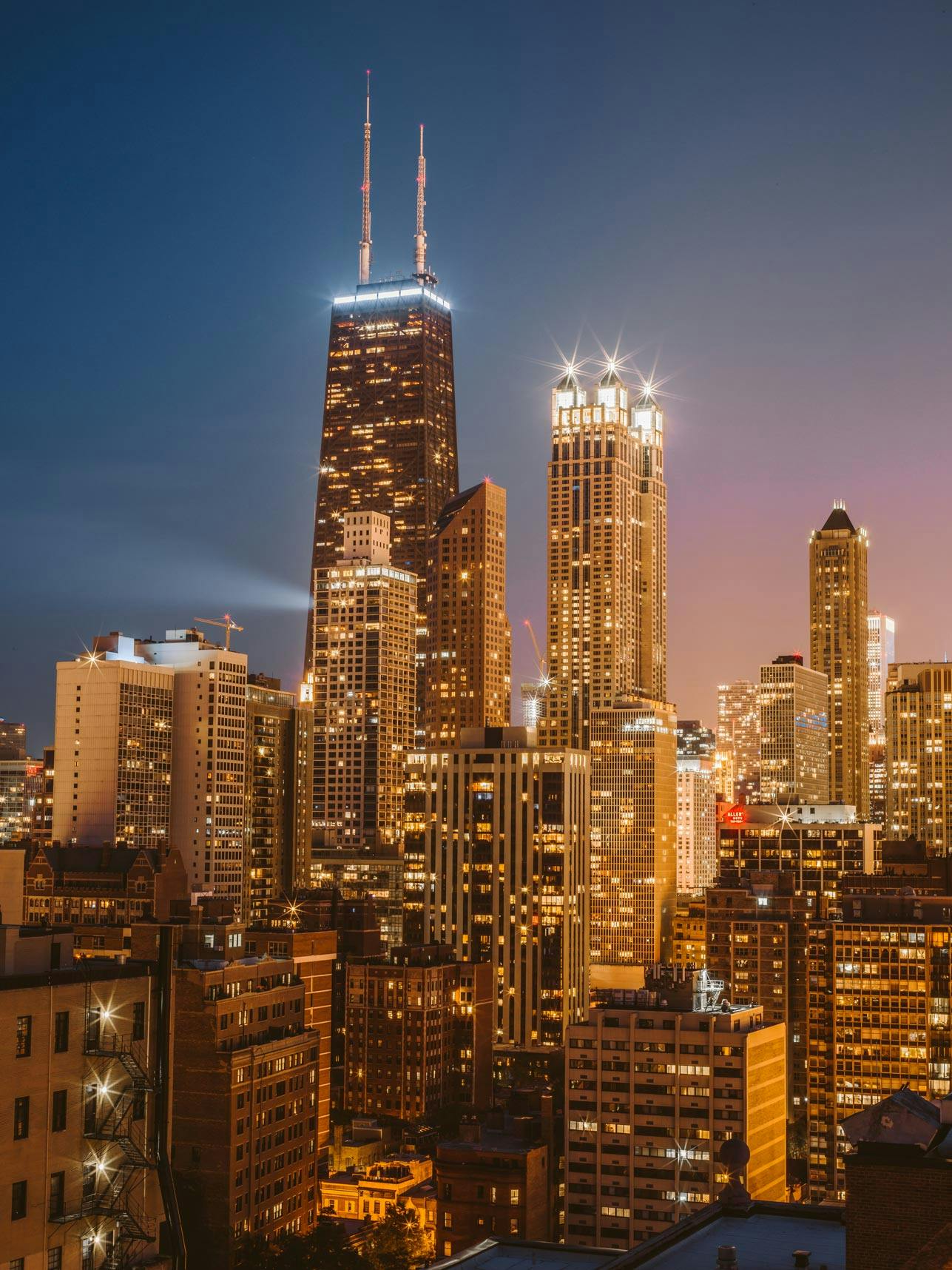 Hancock Building & Chicago Skyline from Ambassador House Condominium