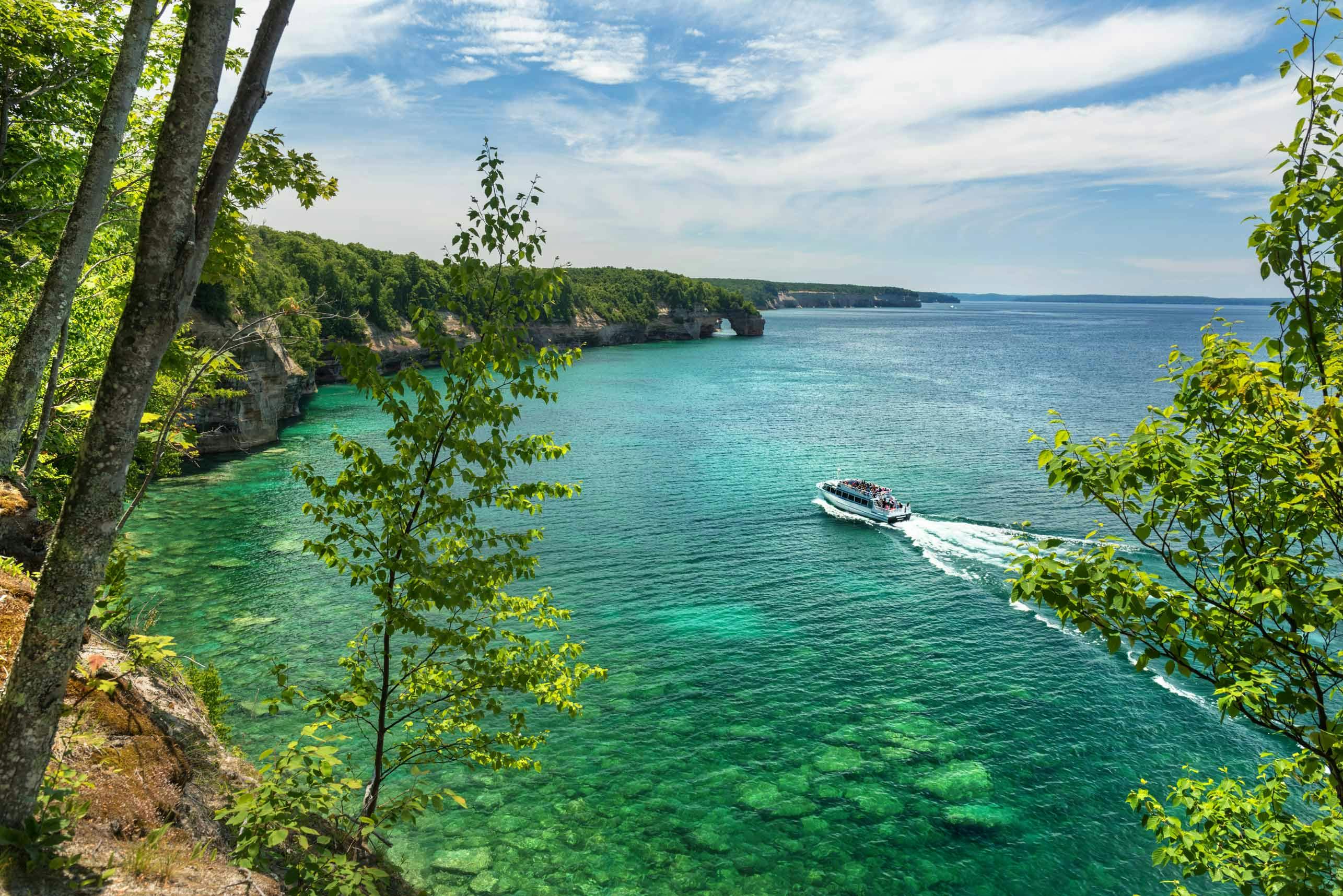 Pictured Rocks National Lakeshore view of Lake Superior & Lover's Leap