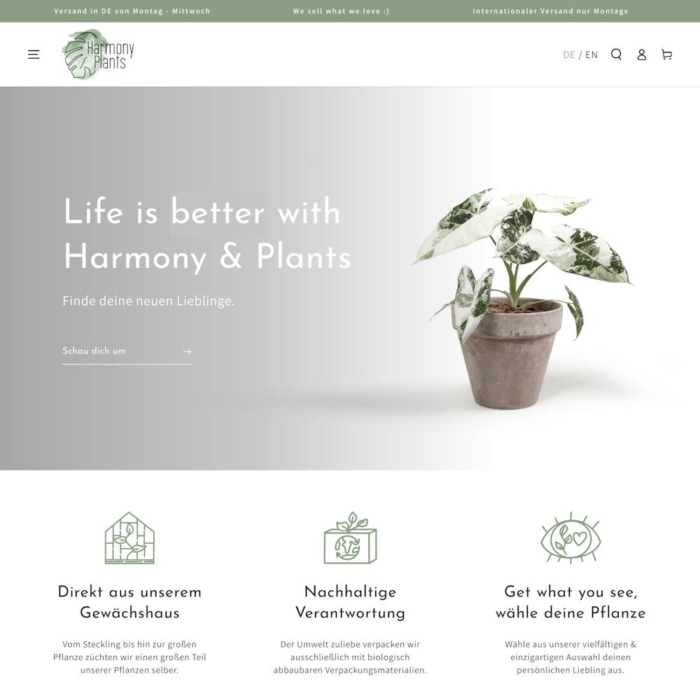 Onlineshop Harmony Plants