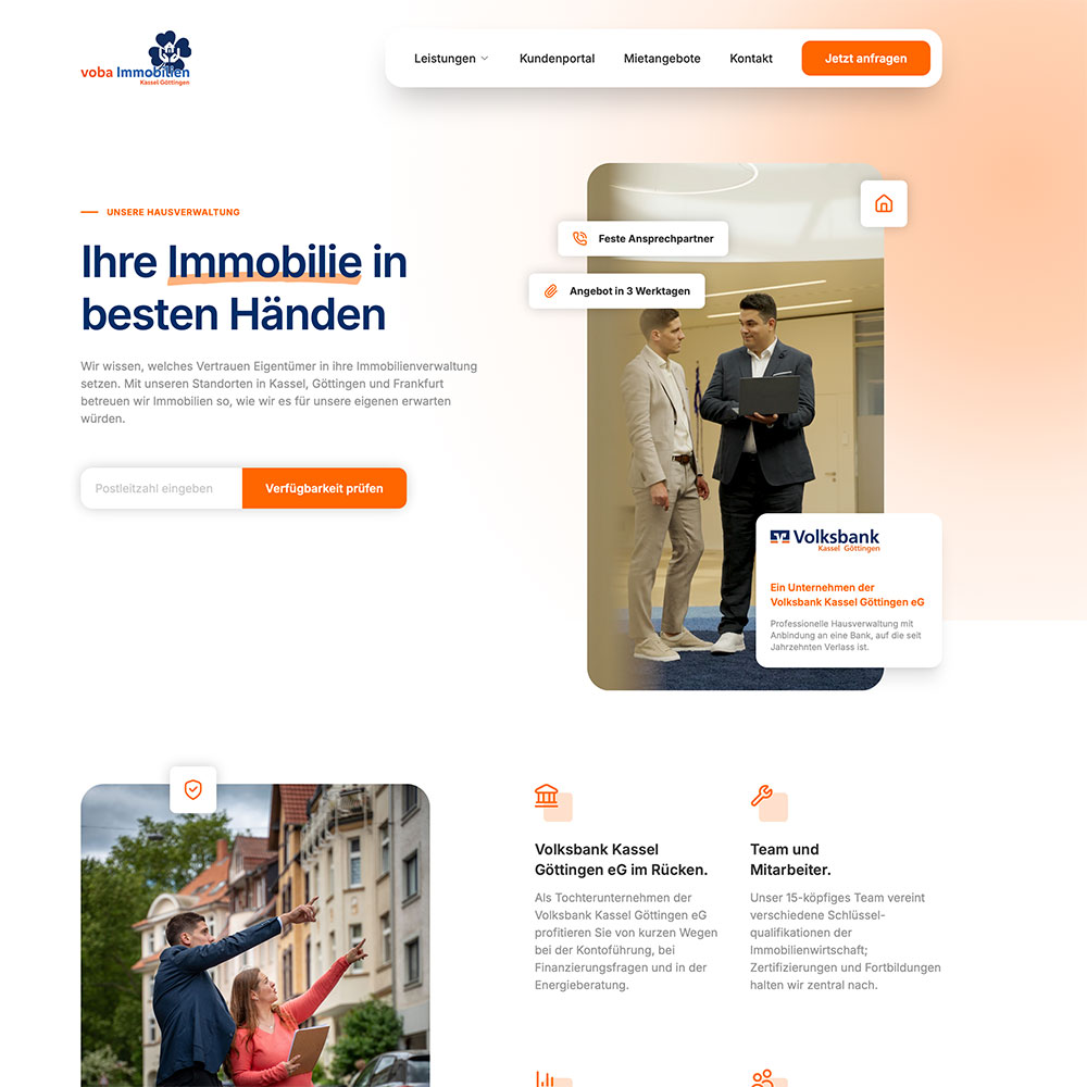 Website der Hausverwaltung Volksbank Kassel Göttingen