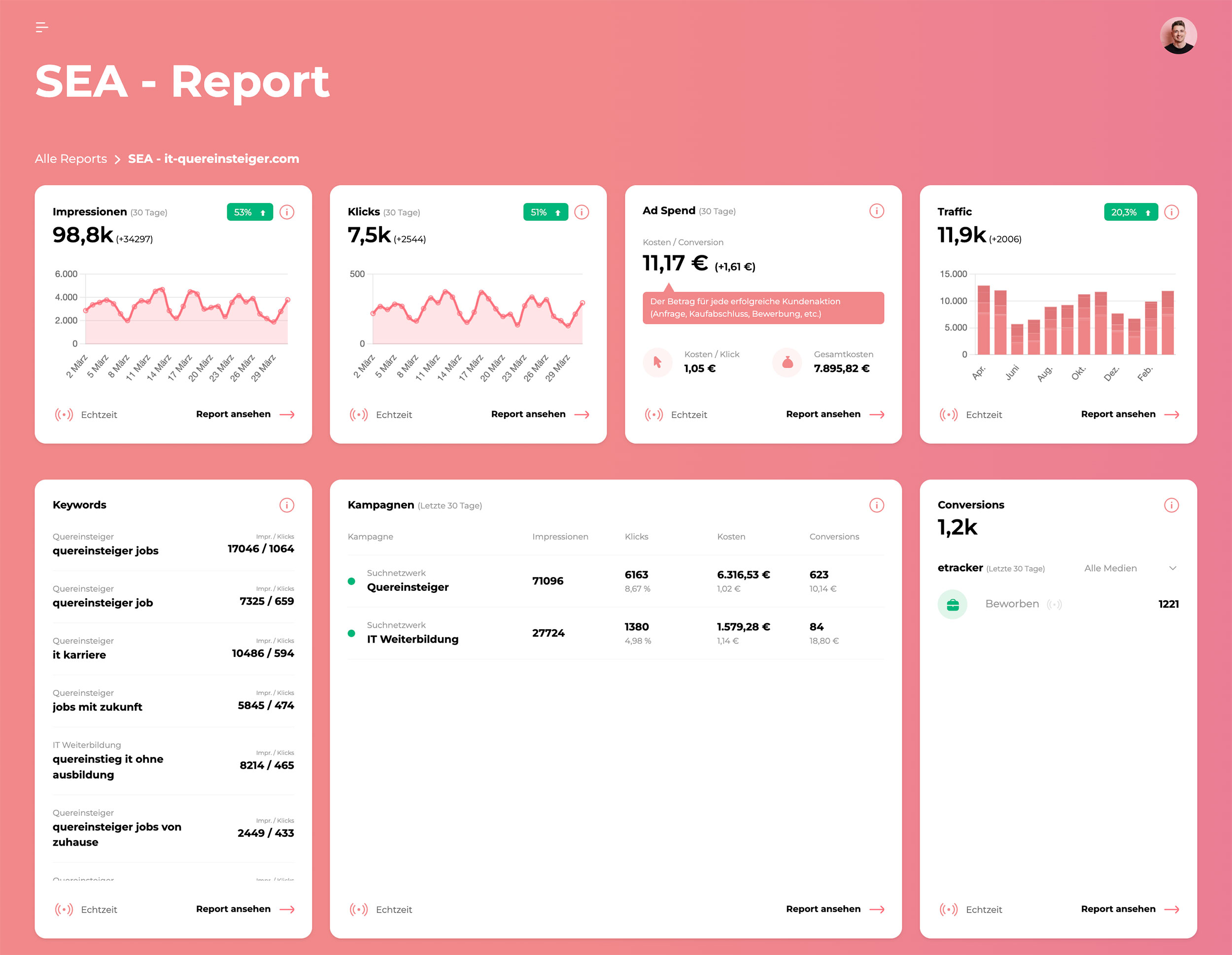 Kundenportal zur Analyse von Google Ads Performance