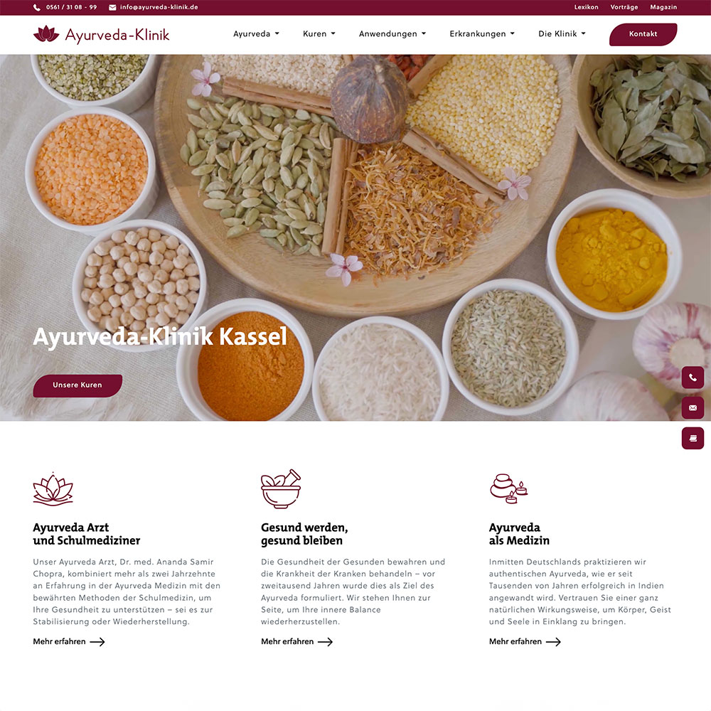 Website der Ayurveda Klinik