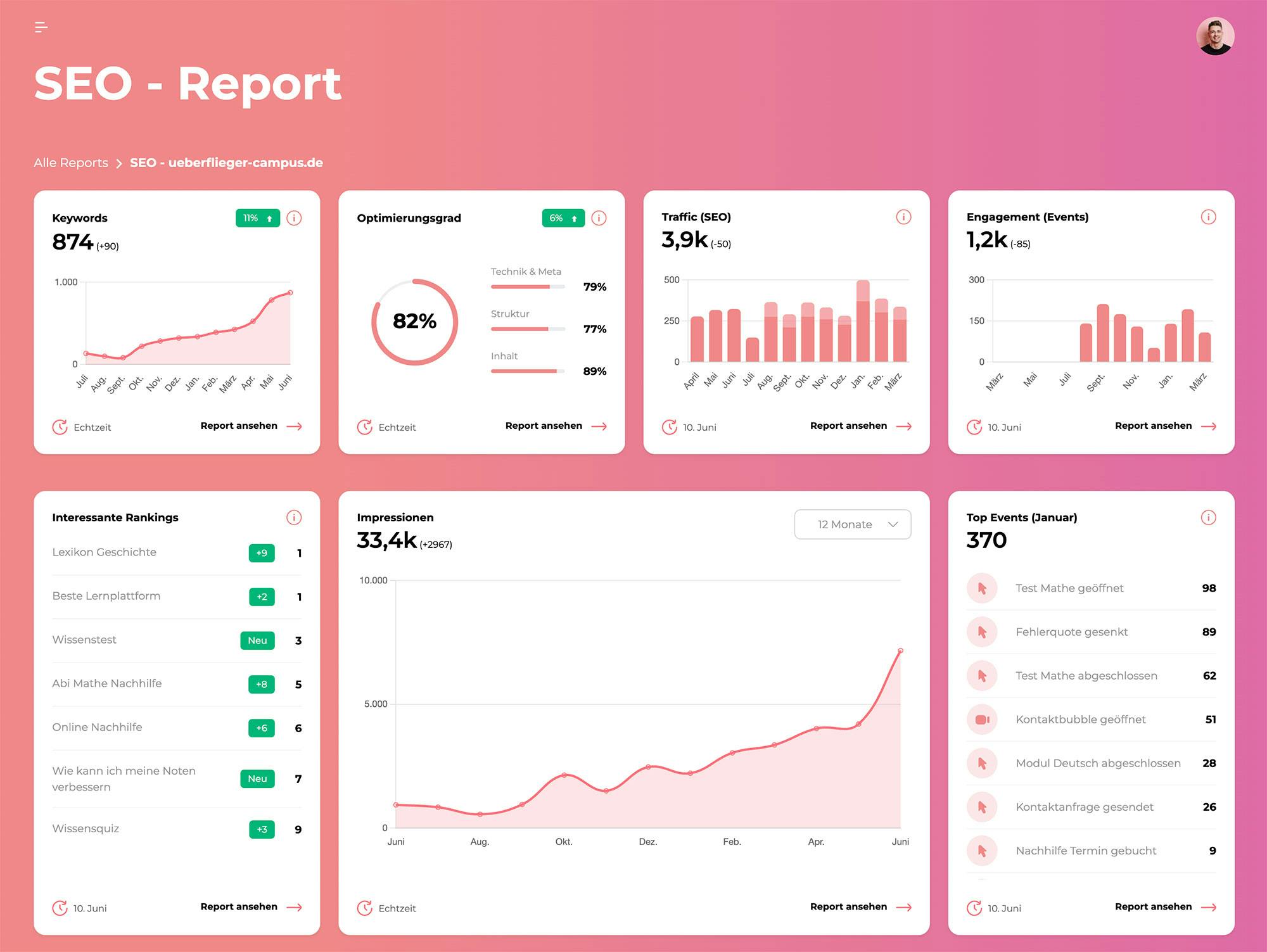 SEO Monitoring im eigen entwickelten Kundenportal