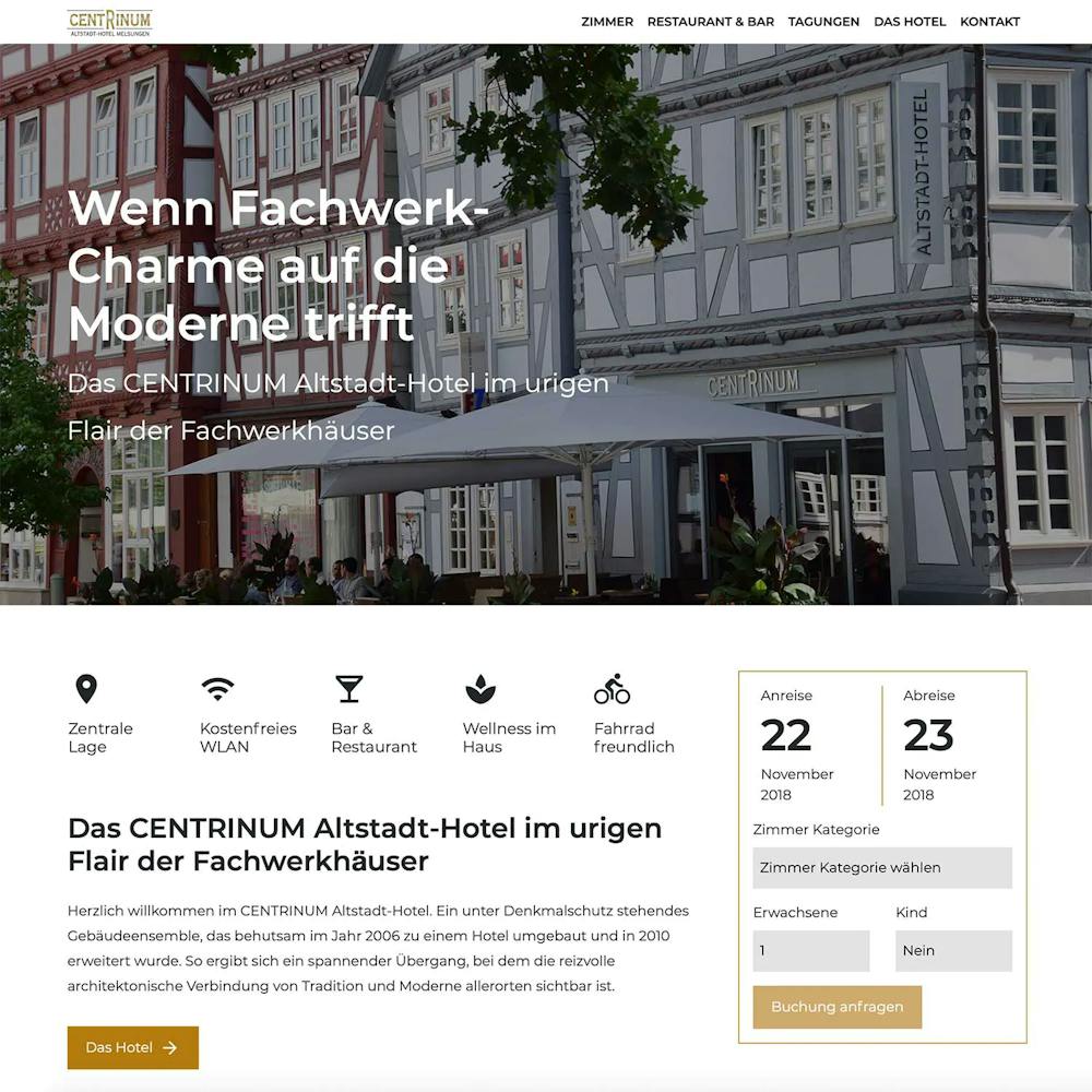 Webseite Centrinum Altstadt-Hotel