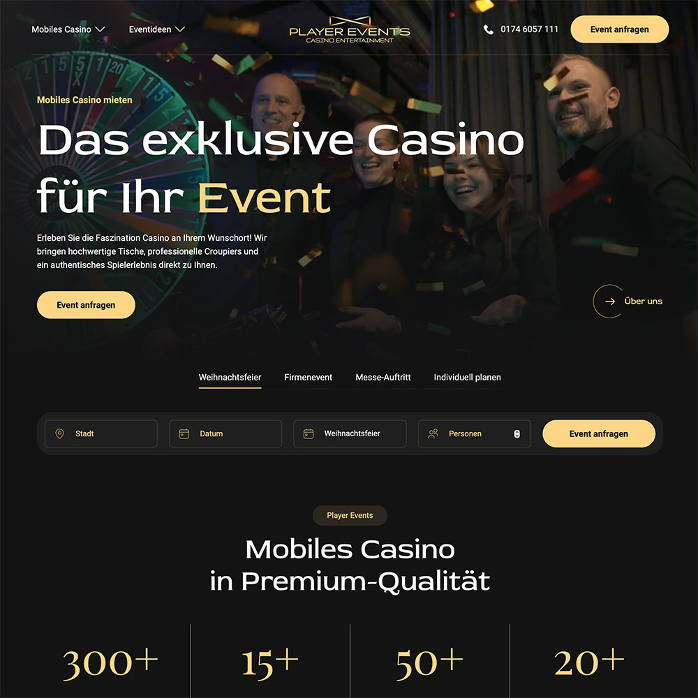 Website von Player Events
