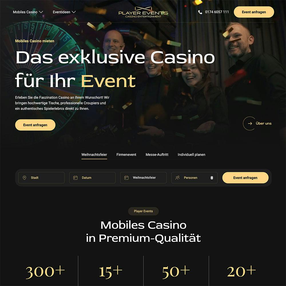 Website von Player Events Website von Player Events