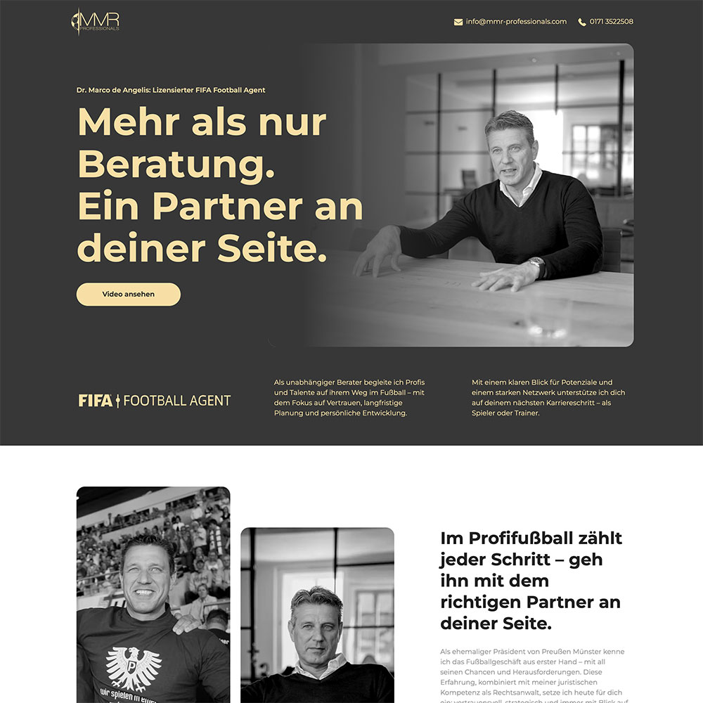 Screenshot der Website von MMR Professionals