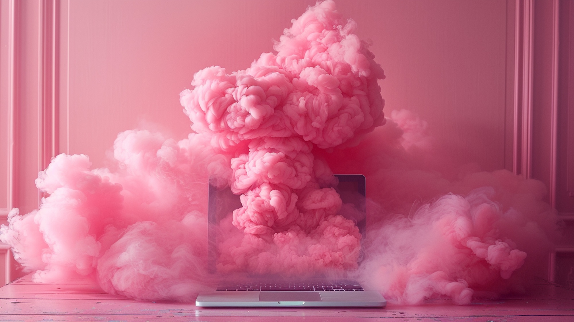 Pinker Rauch aus Laptop