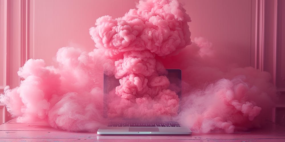 Pinker Rauch aus Laptop Pinker Rauch aus Laptop