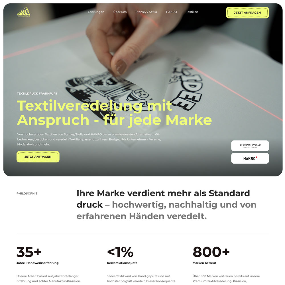 Screenshot der neuen Website von Grafik Idee
