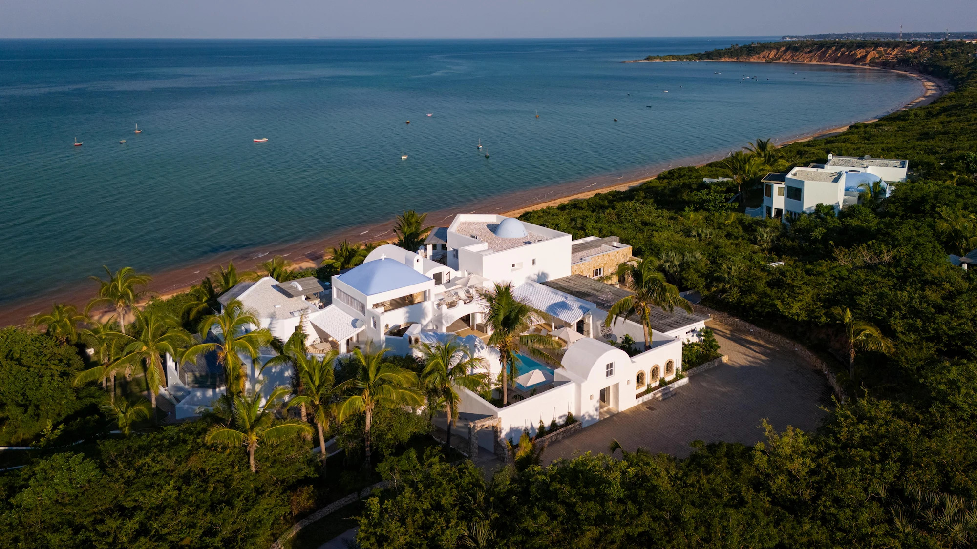 Aerial view of Azura Benguerra villa on the beach in Bazaruto Archipelago, Mozambique