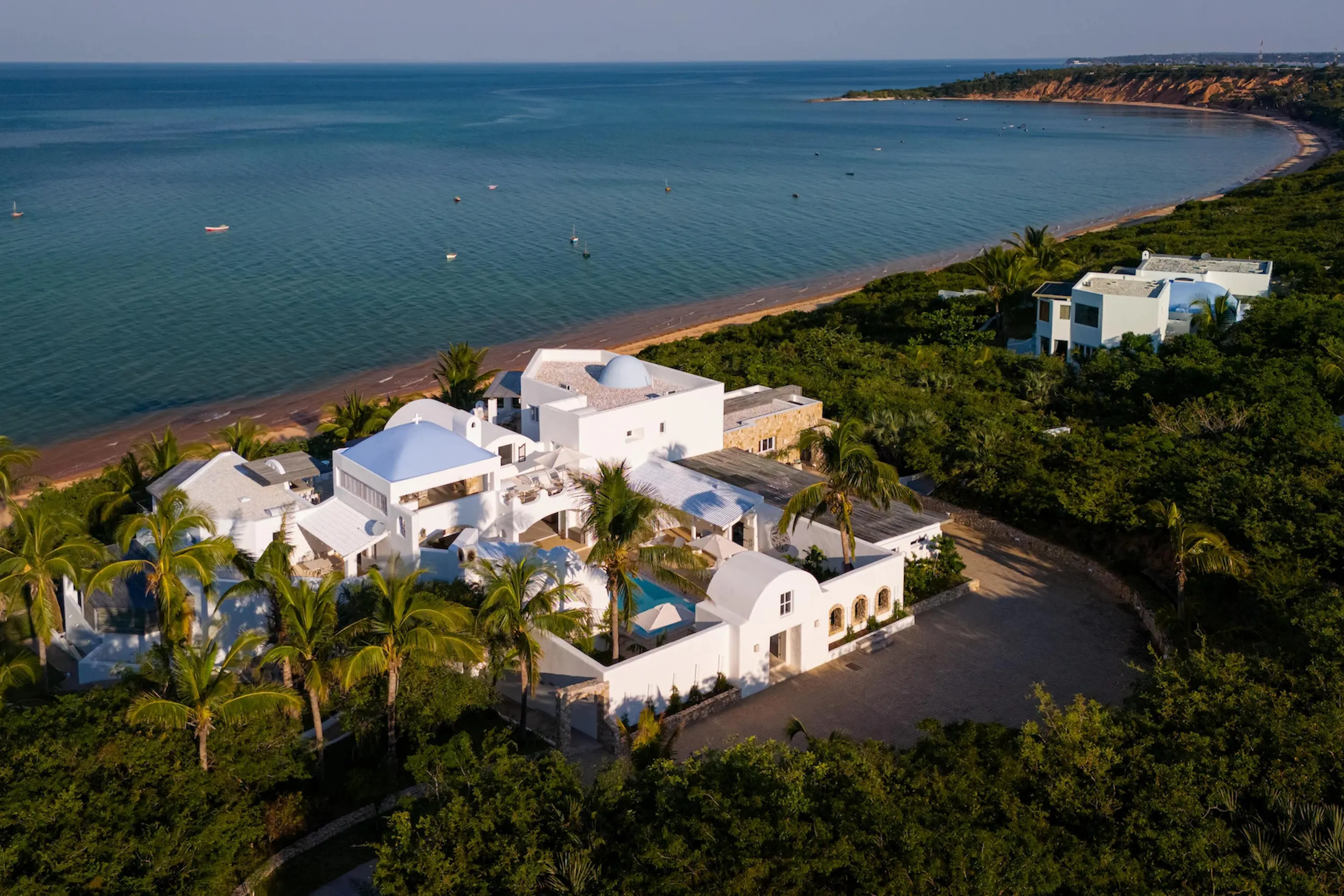 Aerial view of Azura Benguerra villa on the beach in Bazaruto Archipelago, Mozambique