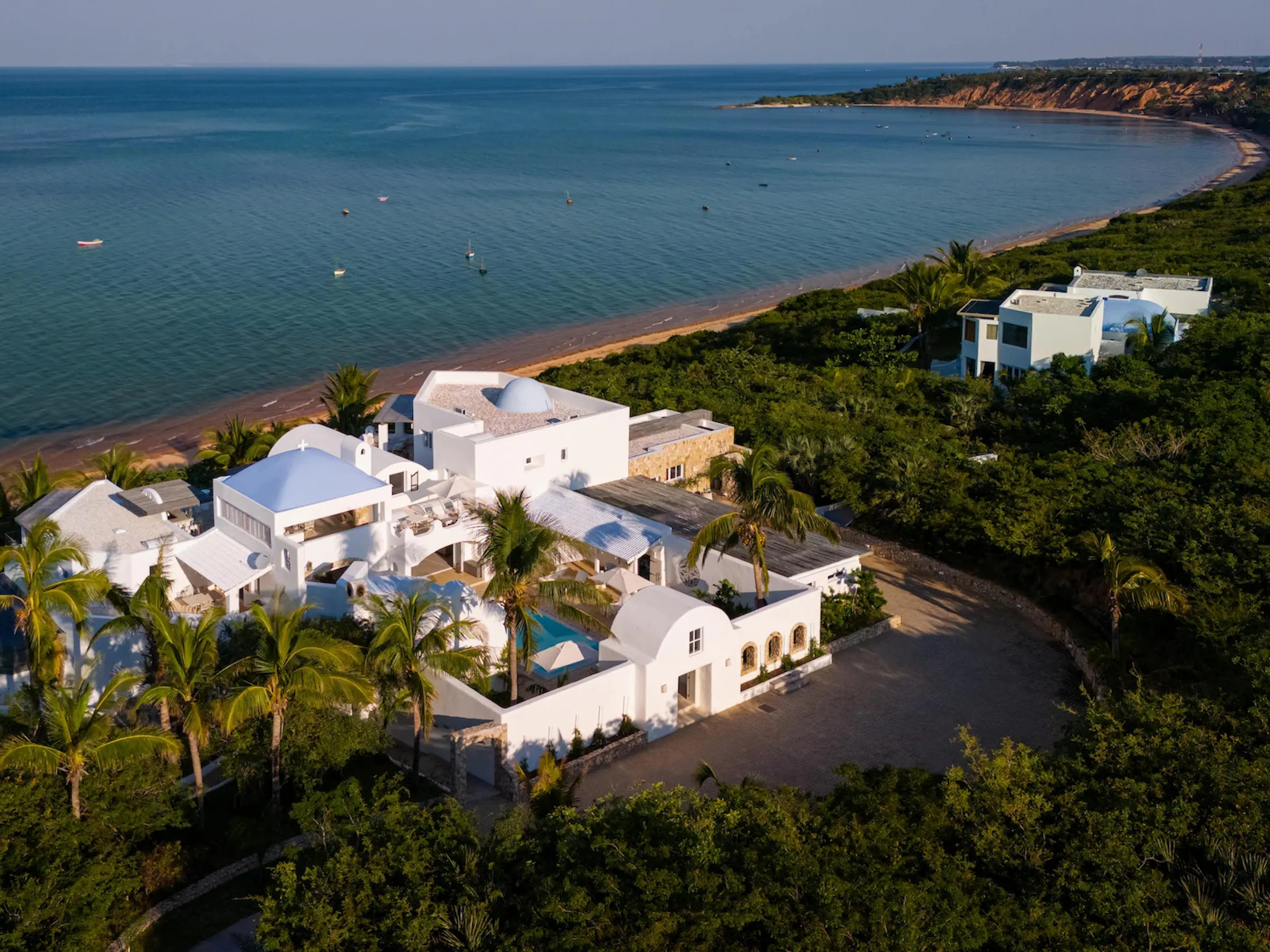 Aerial view of Azura Benguerra villa on the beach in Bazaruto Archipelago, Mozambique