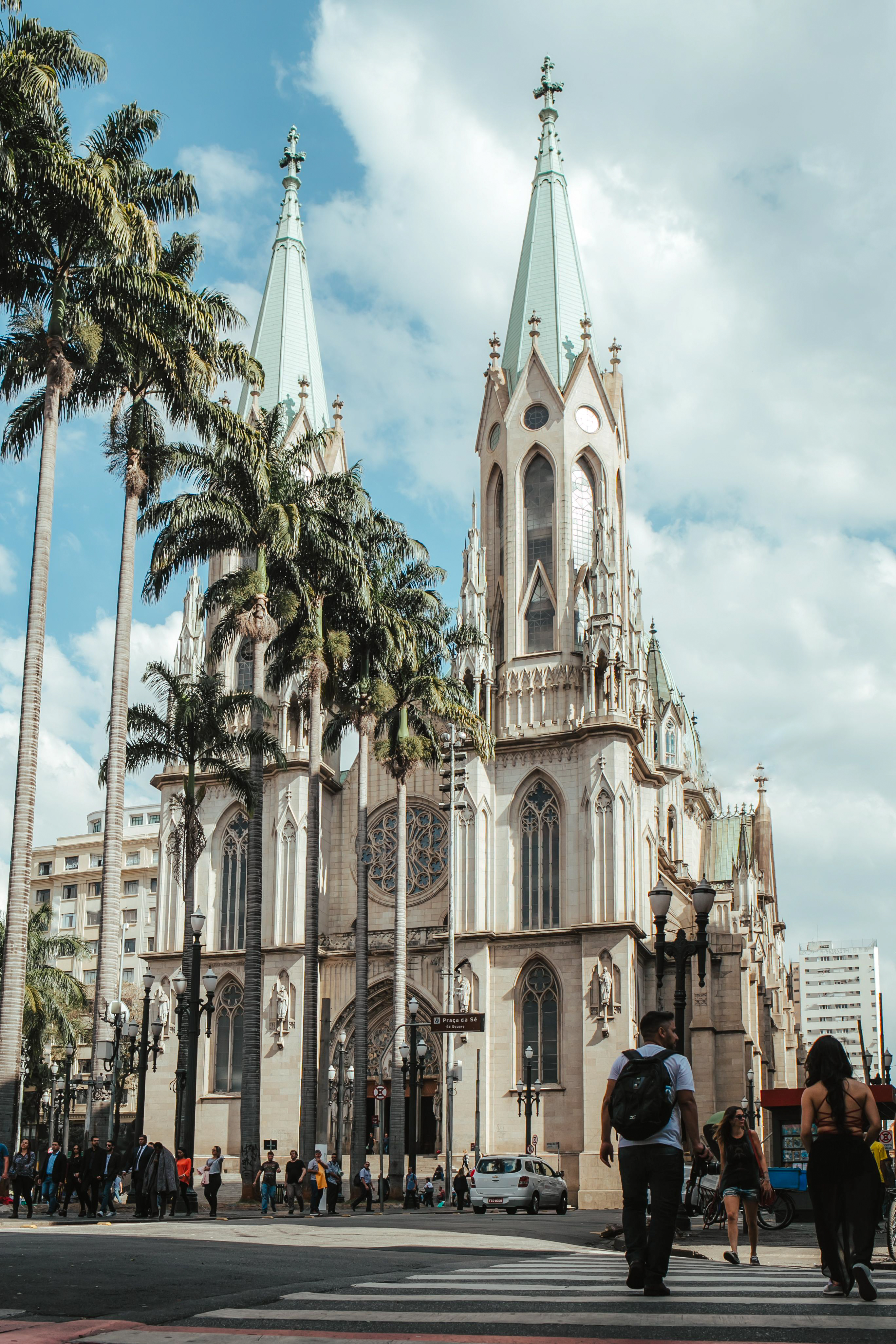 Gothic twin spires of Catedral da Sé, São Paulo Brazil