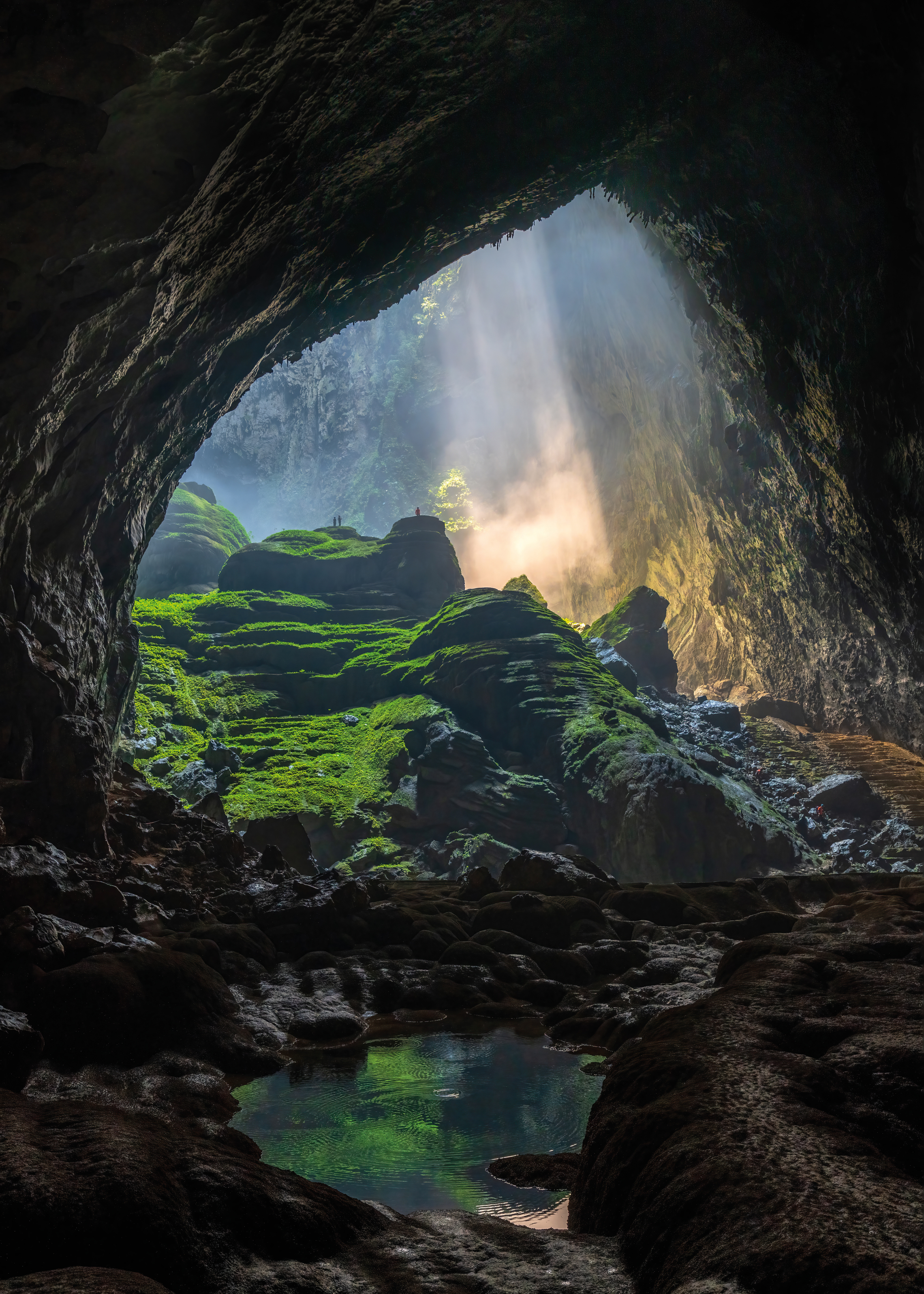 explorers in Son Doong cave interior, Vietnam