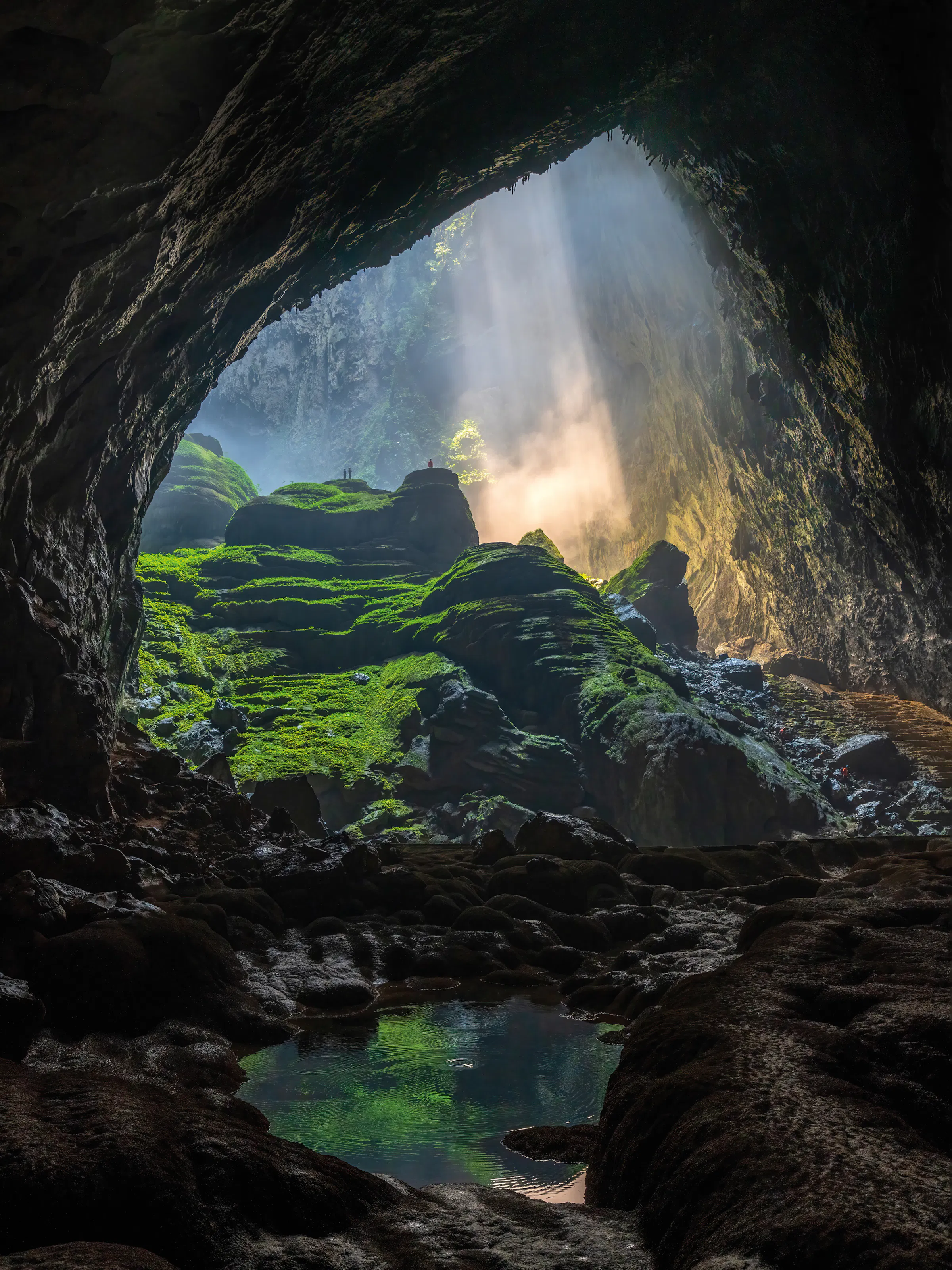 explorers in Son Doong cave interior, Vietnam