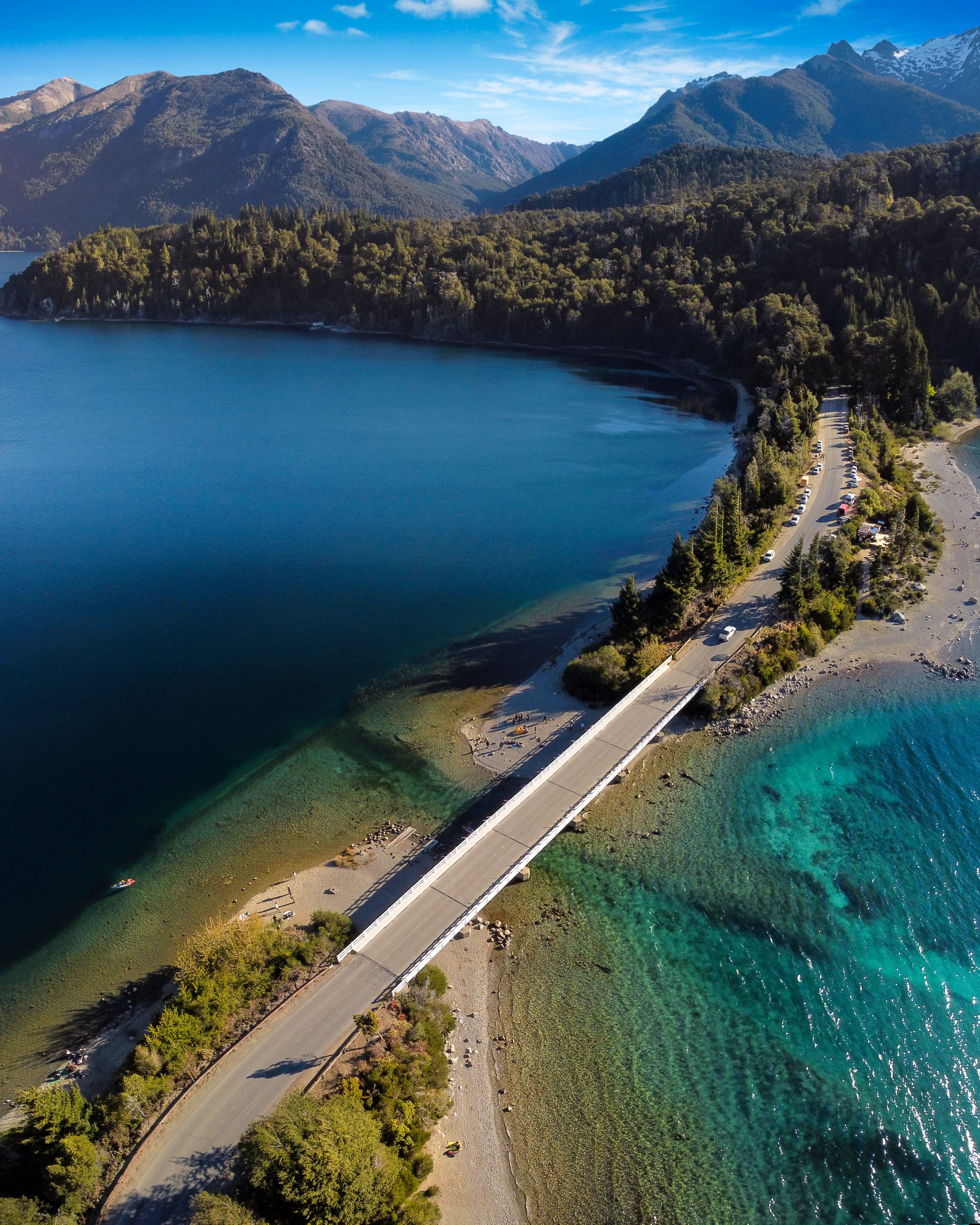 Aerial view of scenic road, Lago Nahuel Huapi Bariloche